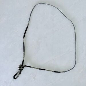 Black and Silver Beaded Knot Necklace